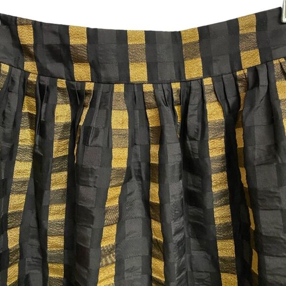 Ann Taylor Full Circle Skirt Women's Sz 4 Black Gold Check Cocktail Whimsygoth - Picture 6 of 14